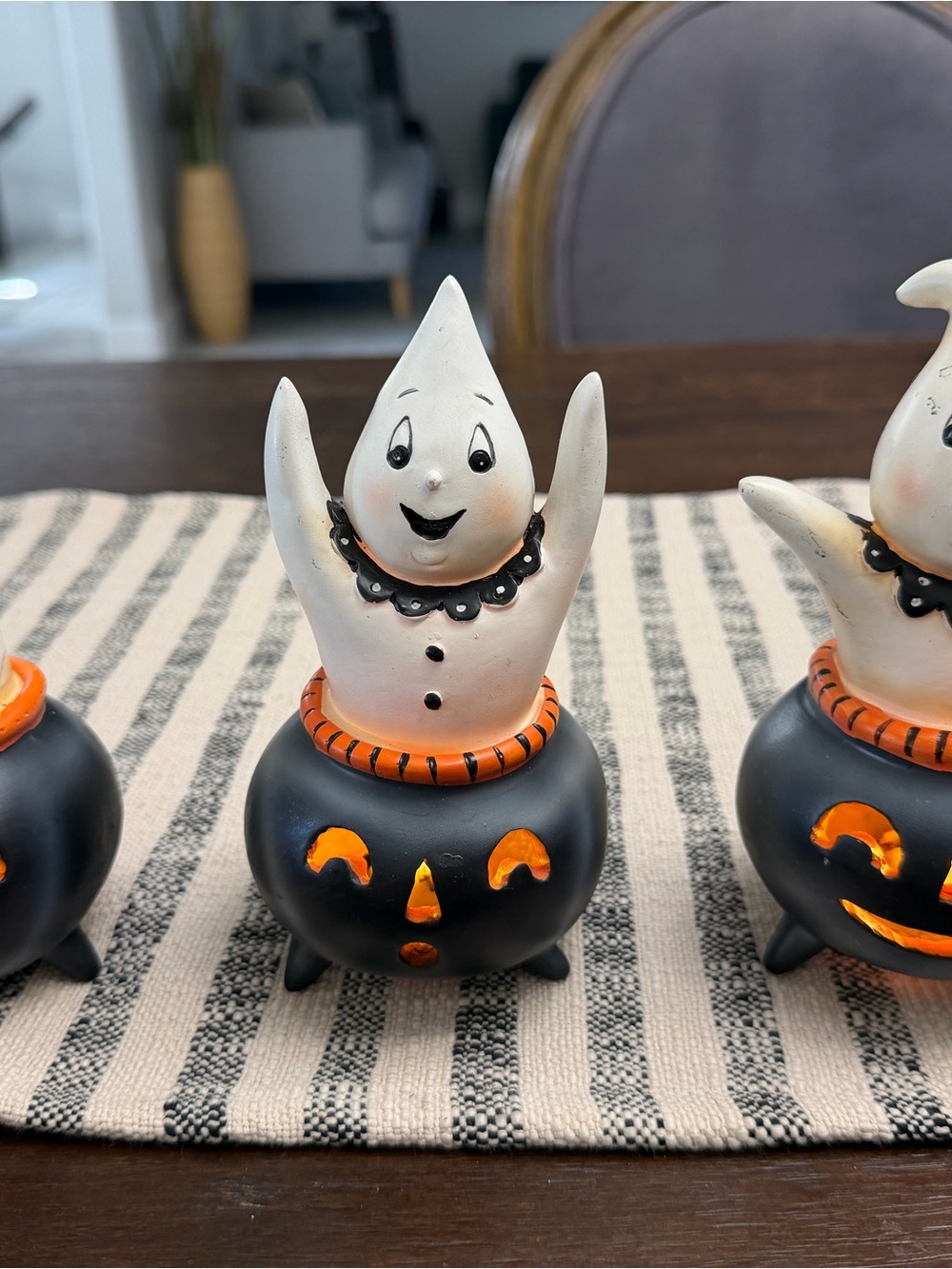Johanna Parker Transpac Halloween Ghost Light Up Figurines Set of 3